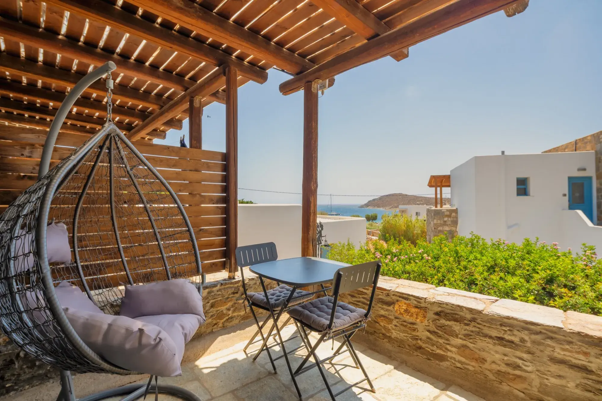 Sea view from the terrace at Fonte Apartments, Livadi, Serifos
